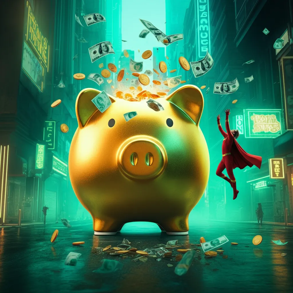 Piggy bank with money representing earning money from home