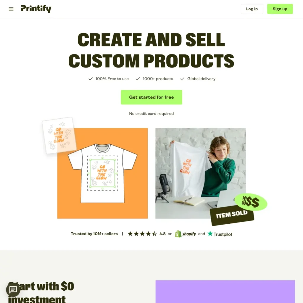 Screenshot of Printify.com, best affiliate programs for printables